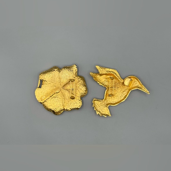 MARGARITA BARRERA Flower Magnolia Hummingbird Belt Buckle, 24k Gold Plated, 1990 - Picture 6 of 10
